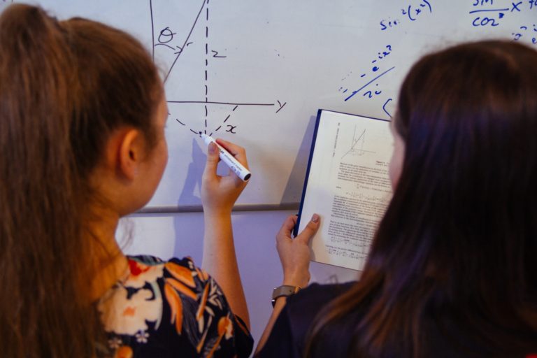 Tutor helping student with Physics